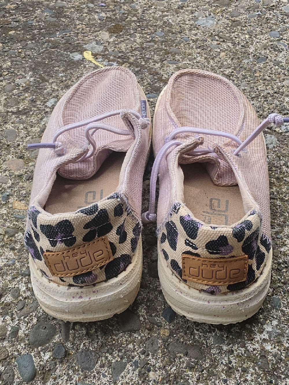 Hey Dude Kids Slip-On Sneakers in Light Pink with Leopard Accent